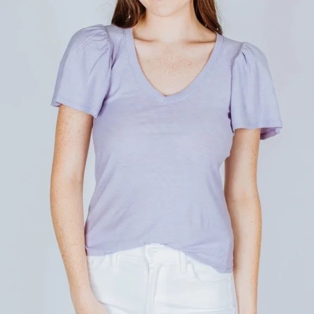 NATION LTD DARCIE FLUTTER SLEEVE TOP LILAC SIZE SMALL S - NEW WITH TAGS!